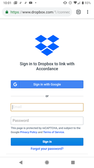 Setting up Sync to Dropbox via the Settings View Setting up Sync to Dropbox via the Settings View